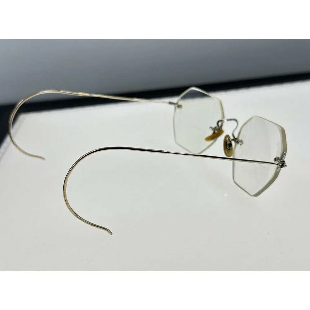 AO Eyeglasses Antique 2-tone Gold Rimless 1/10 12K GF American Optical (C5-04)